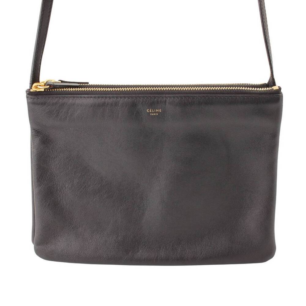 Celine Trio Leather Shoulder Bag Black